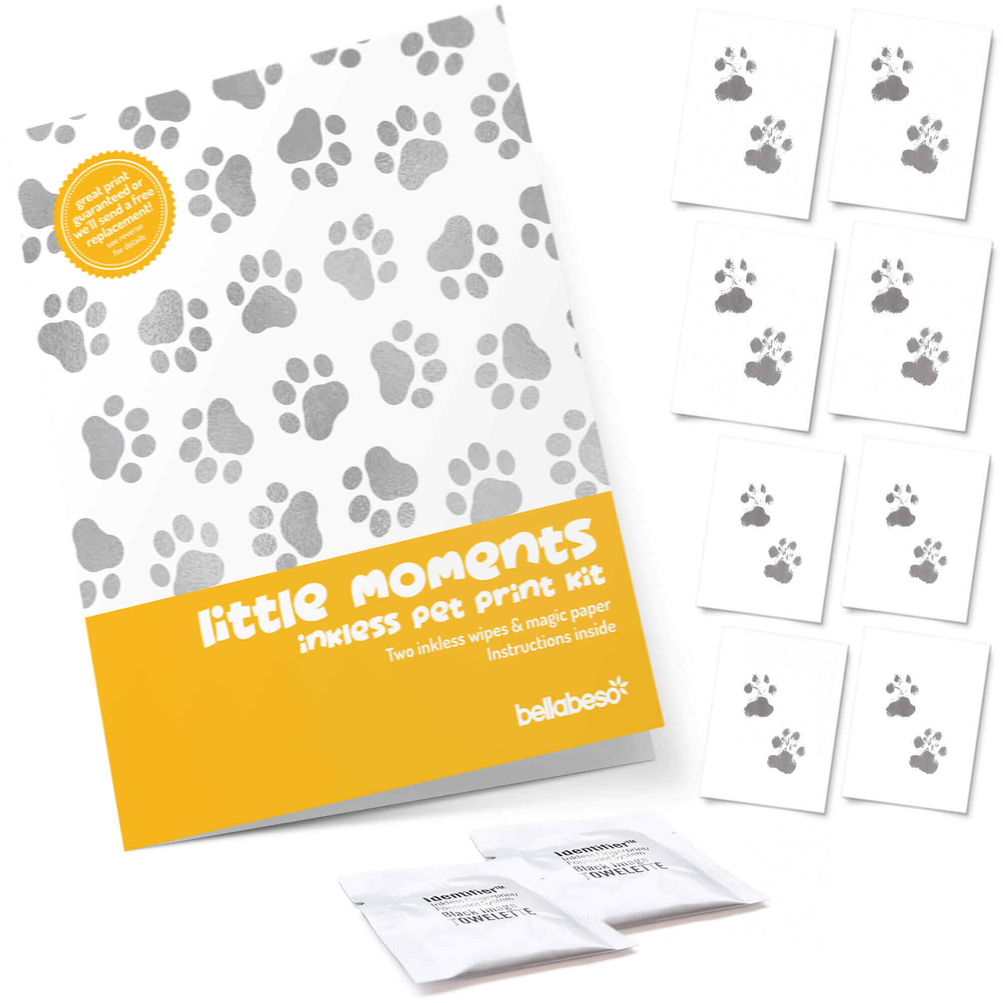 Inkless print kit for dog and cat paw prints.