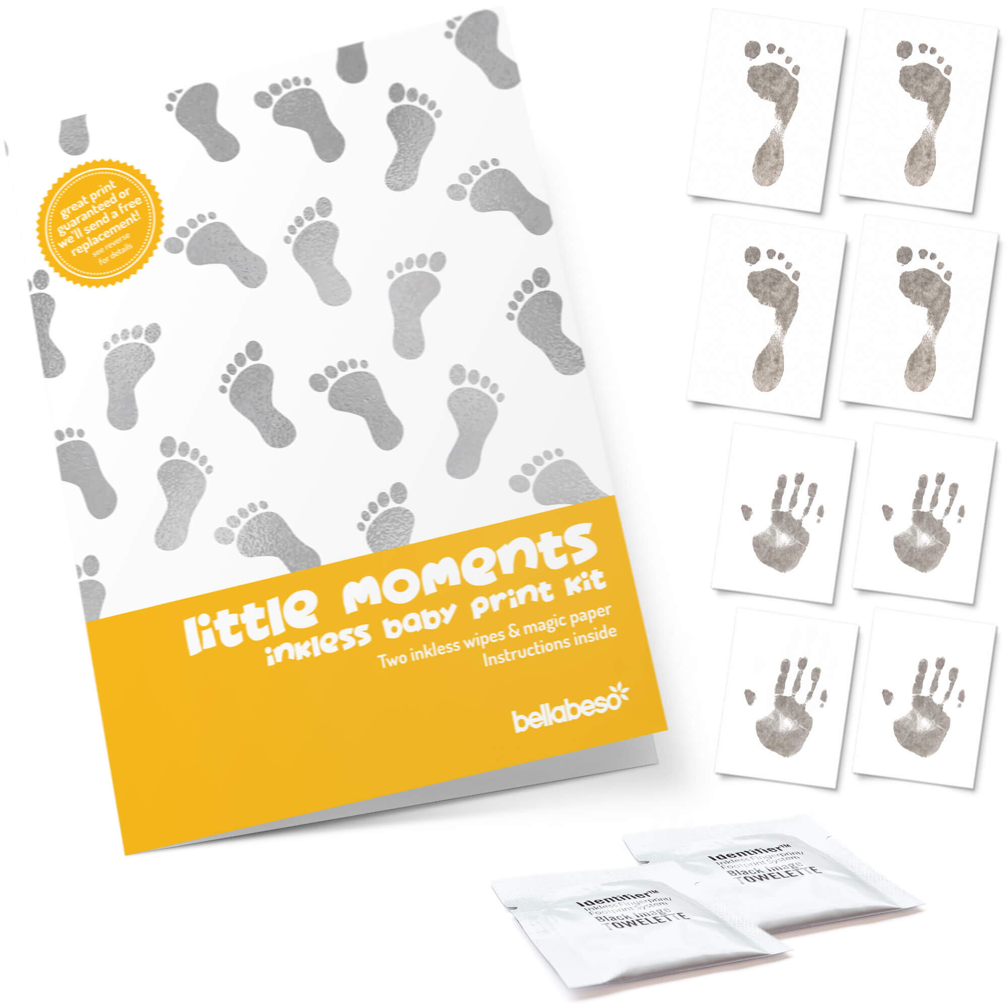Inkless baby footprint kit for hands and feet prints